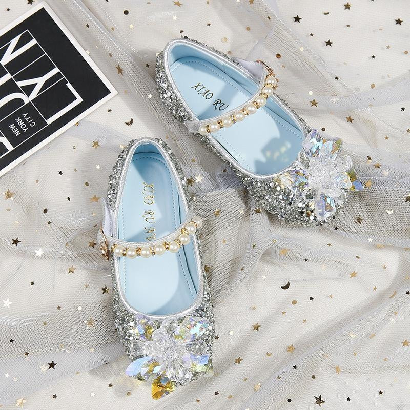 Girls Glass Sequin Single Shoes Soft Sole Flat Shoes