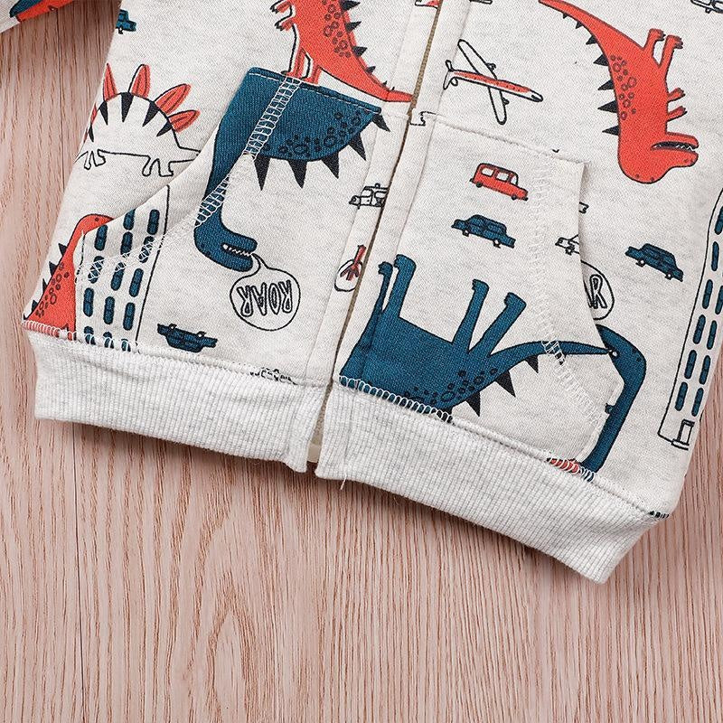 Baby Boy Cartoon Dinosaur Print 2 Pcs - MomyMall