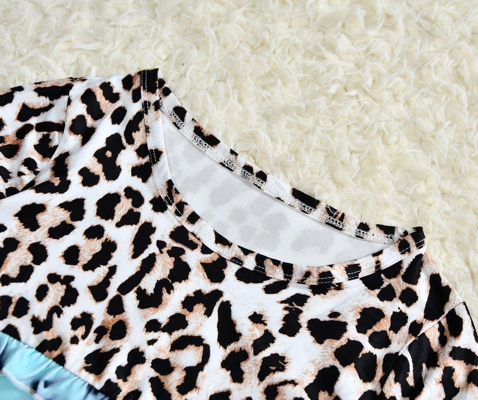 Family Matching Leopard Print Tie-dye Top Parent-child Shirts