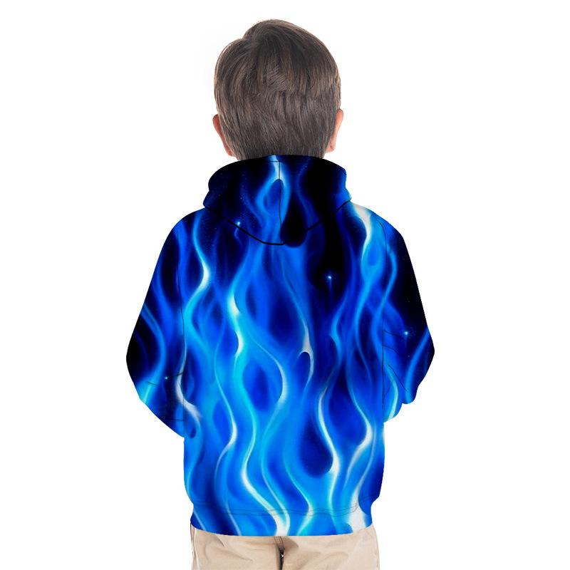 Kid Boy Girl 3D Color Flame Print Hoodie - MomyMall