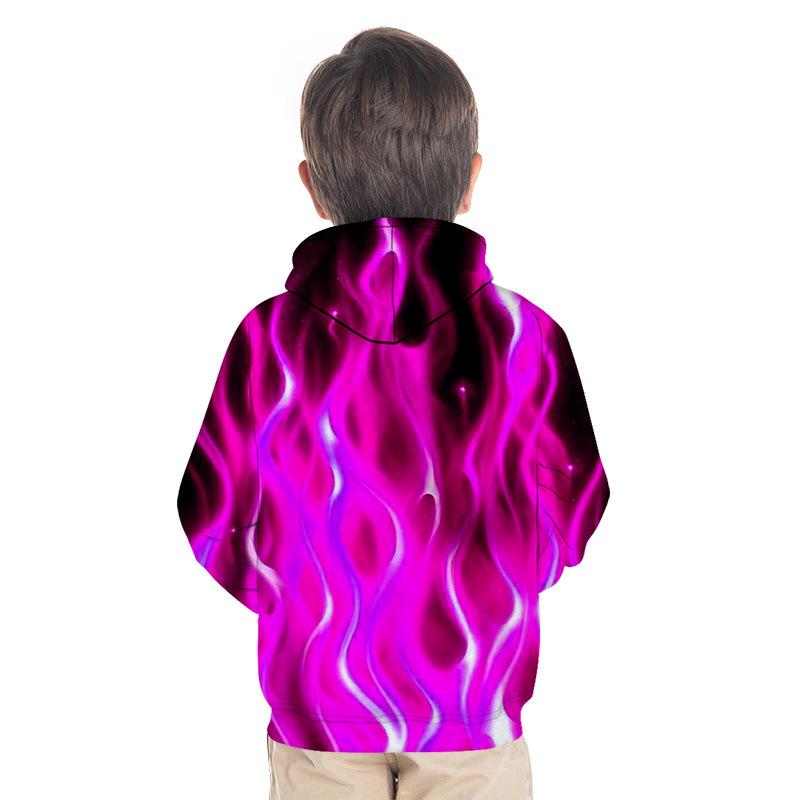 Kid Boy Girl 3D Color Flame Print Hoodie - MomyMall