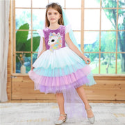 Girls Unicorn Princess Rainbow Mesh Ballet Halloween Christmas Dress - MomyMall purple / 100cm:2-3years