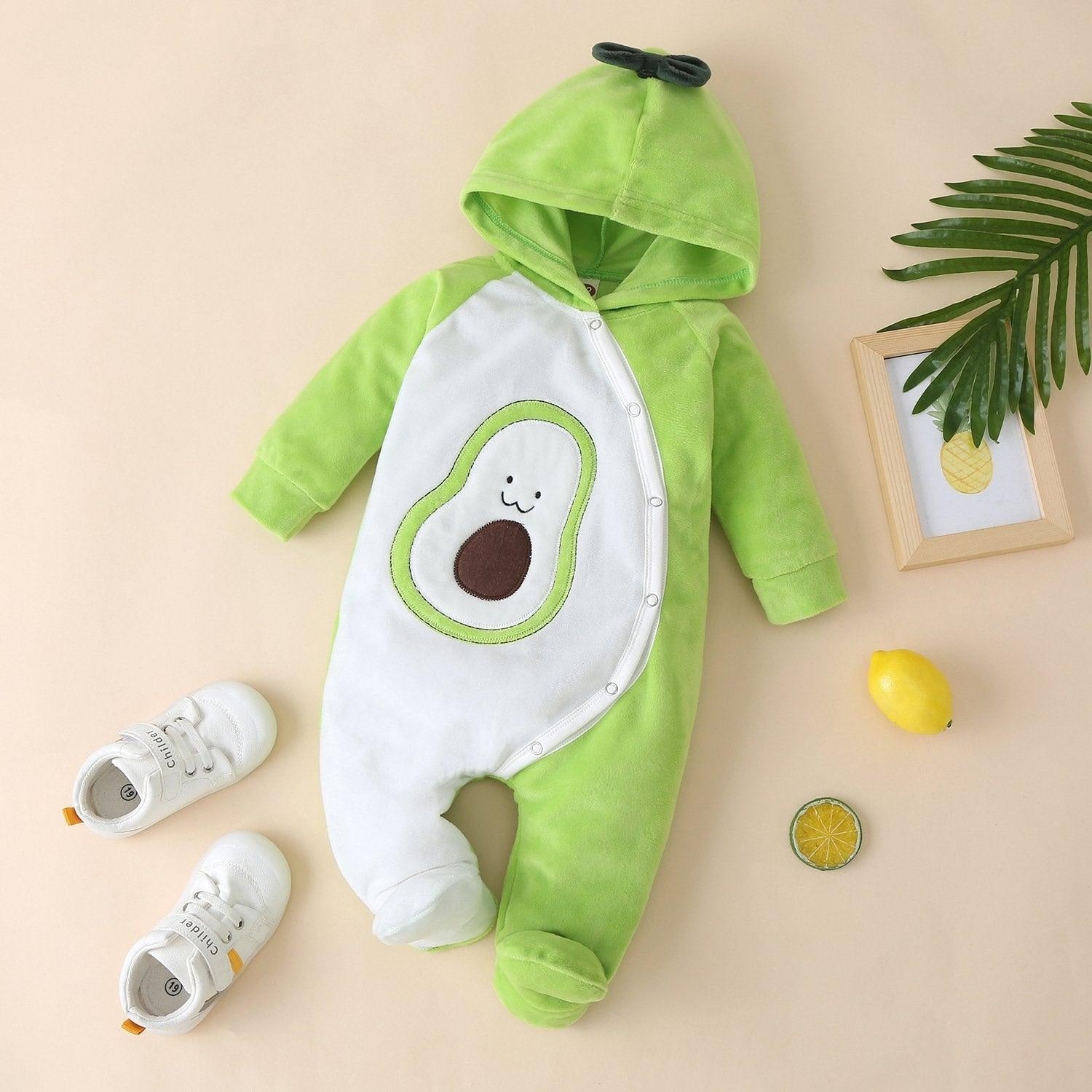 Winter Infant New Burst Ins Burst Fruit Avoa Fruit Long-sleeved Rompers - MomyMall Light green / 0-3M