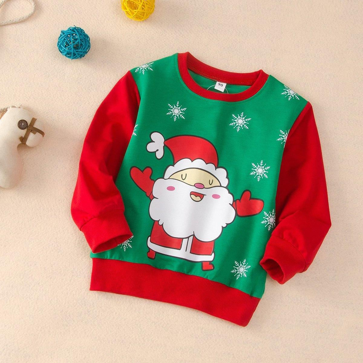 Kid Boy Girl Christmas Print Long-sleeved Cartoon Sweatshirt Pullover