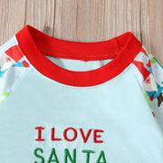 Boys Spring Autumn Christmas Santa Claus Long-sleeved Pajamas 2 Pcs