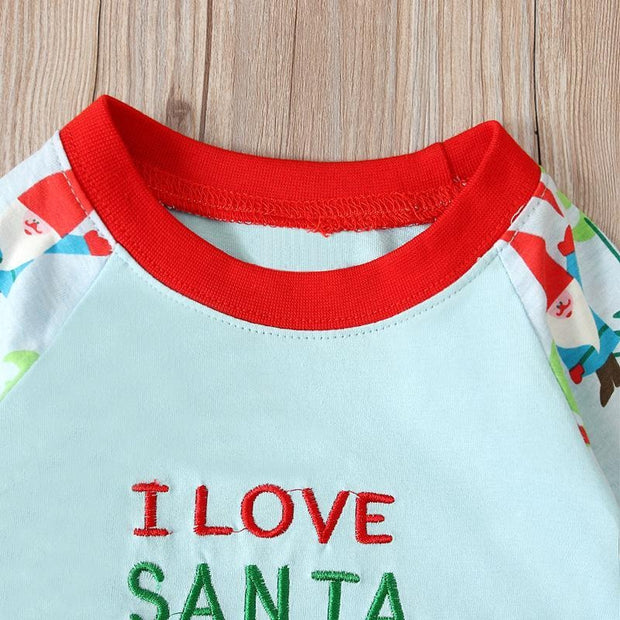 Boys Spring Autumn Christmas Santa Claus Long-sleeved Pajamas 2 Pcs