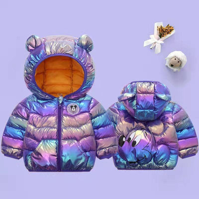 Baby Coat Boys Winter Jackets Fashion Bright Hooded Snowsuit 1-5Y - MomyMall Blue / 9-12 months