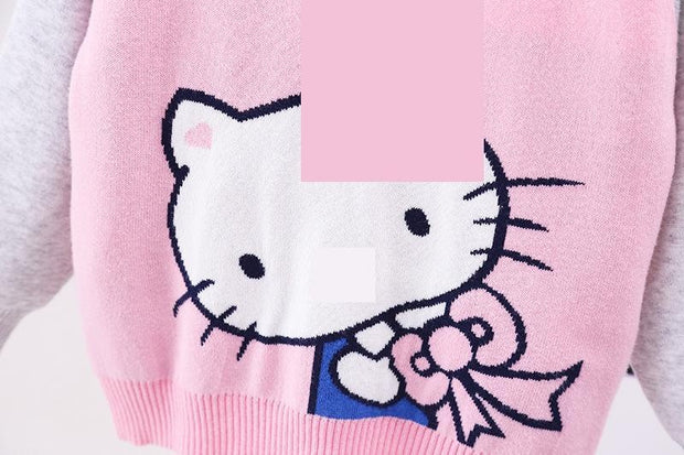 Girls Classic Cartoon Cat New Plus-on Line Pullover Shirt - MomyMall