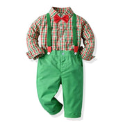 Baby Boy Set suits Long-sleeved Plaid Christmas 2 Pcs - MomyMall Green / 6-12 Months