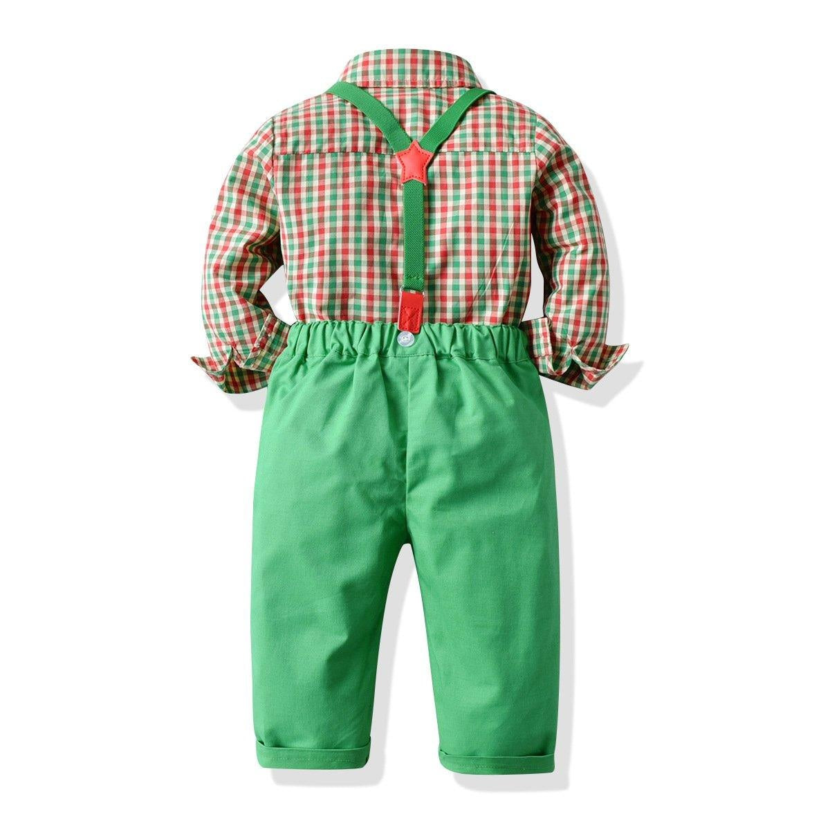 Baby Boy Set suits Long-sleeved Plaid Christmas 2 Pcs - MomyMall