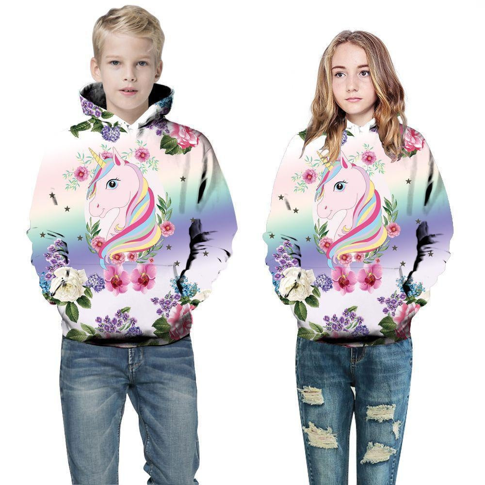 Kid Girl Boy 3D Printed Autumn and Winter Unicorn Hoodie - MomyMall Type1 / 2-3 Years