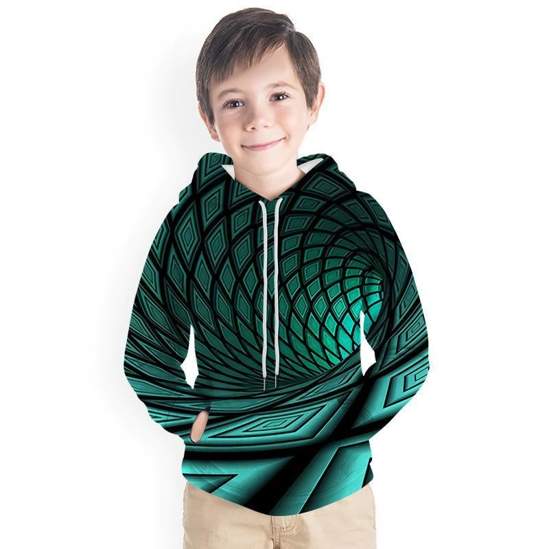 Kid Boy Color Vortex Printing 3D Fashion Hoodie