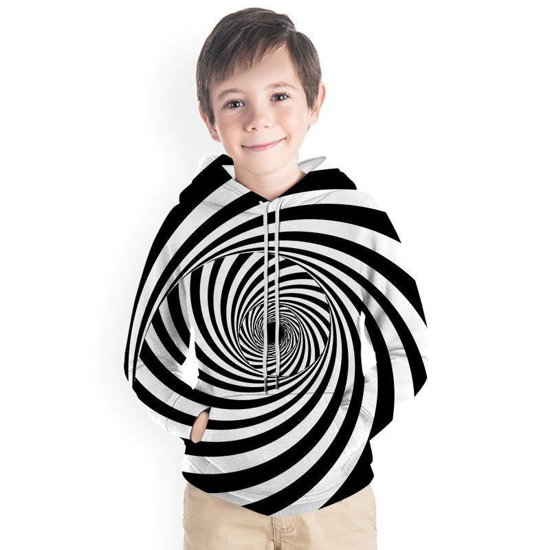 Kid Boy Color Vortex Printing 3D Fashion Hoodie