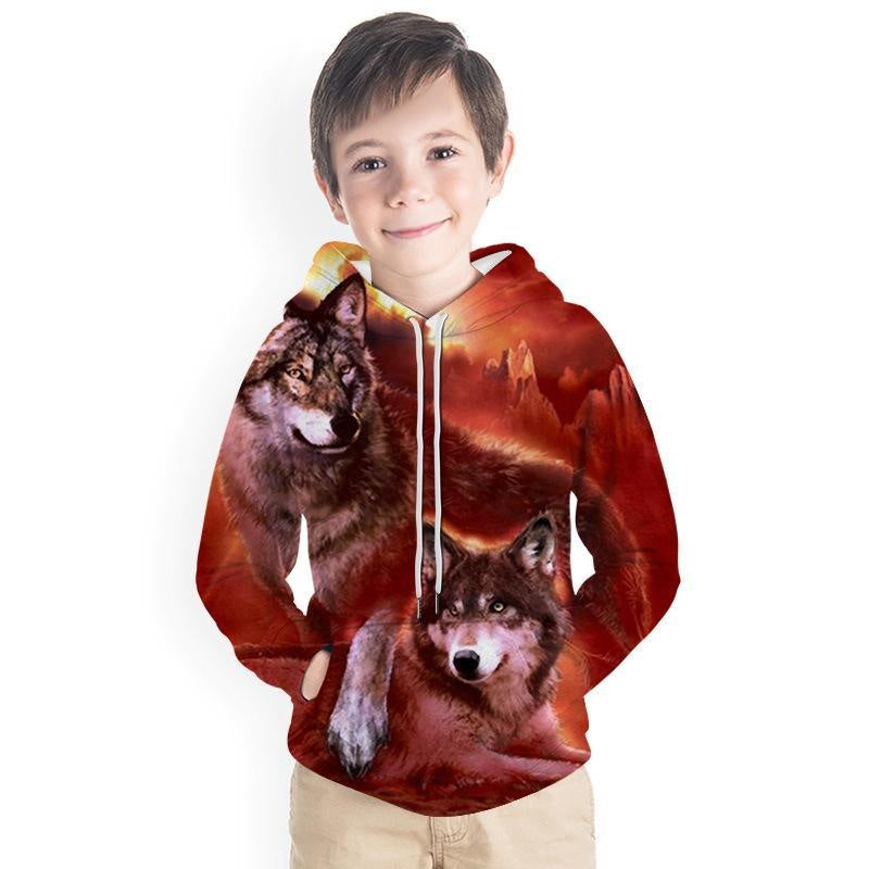 Kids Boy 3D Animal Print Casual Hoodie