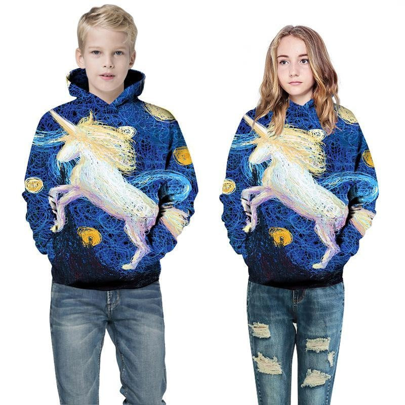 Kid Girl Boy 3D Printed Autumn and Winter Unicorn Hoodie - MomyMall Type8 / 2-3 Years