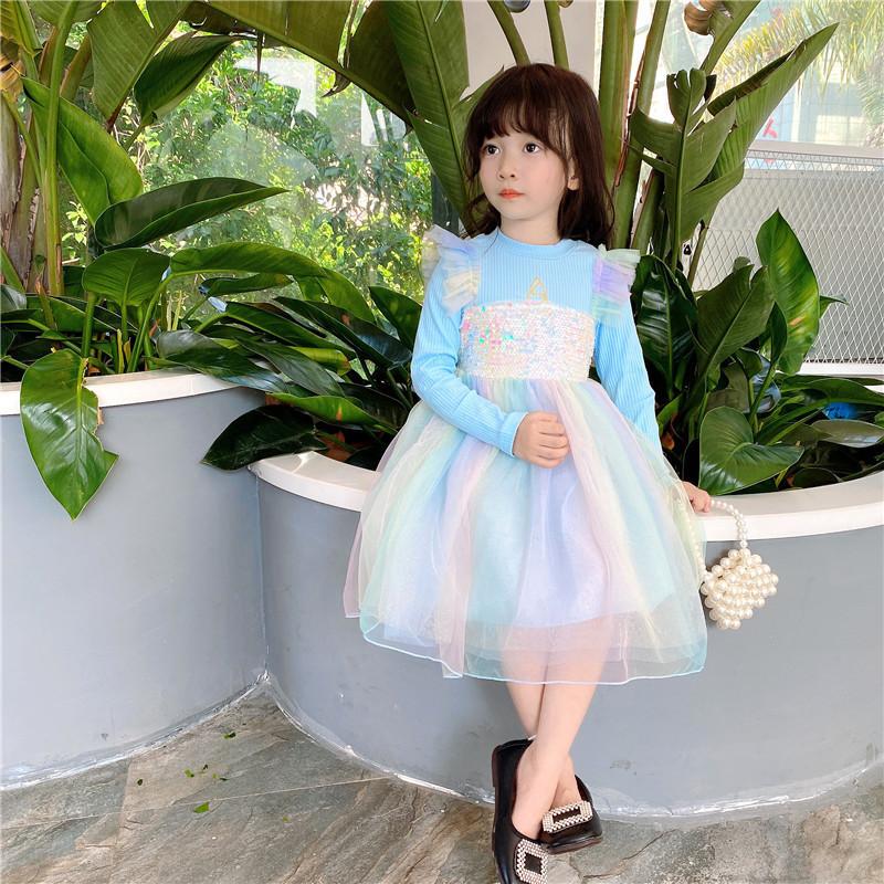 Ice Snow Princess Dress Autumn Winter Velvet Sequins Dresses - MomyMall