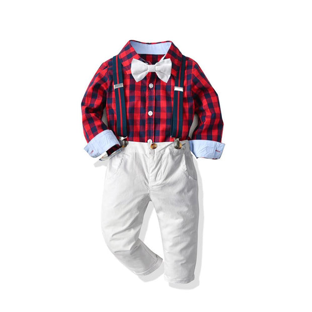 Plaid Baby Boy Christmas Formal New Year 2 Pcs Set - MomyMall Red / 1-2 Years