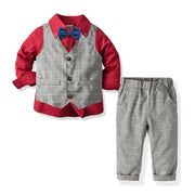 Double Vest Striped Baby Boy Set Christmas Formal 2 Pcs Suits - MomyMall