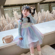 Ice Snow Princess Dress Autumn Winter Velvet Sequins Dresses - MomyMall