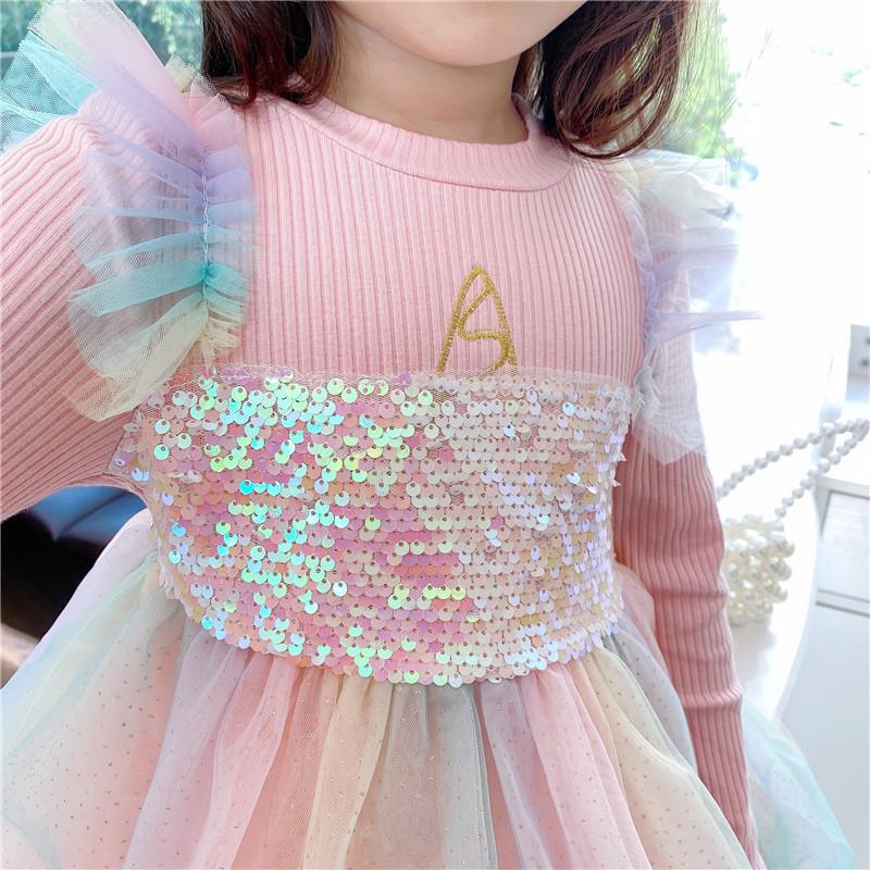 Ice Snow Princess Dress Autumn Winter Velvet Sequins Dresses - MomyMall