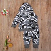 Spring Toddler Kids Boys Camouflage Tracksuit Pullover Tops+Bottoms Sportwear 2 Pcs - MomyMall