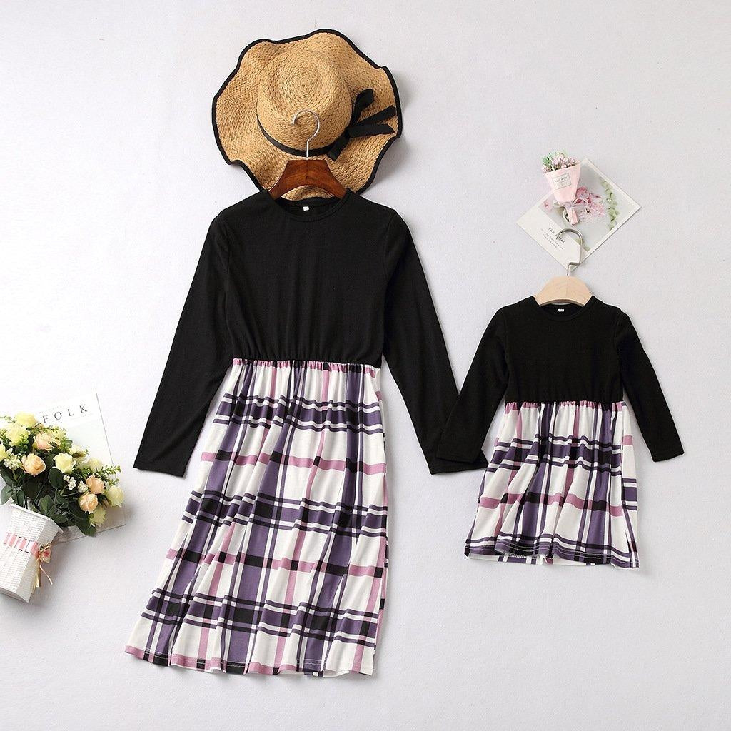 Family Matching Plaid  Mid-length Parent-child Dress