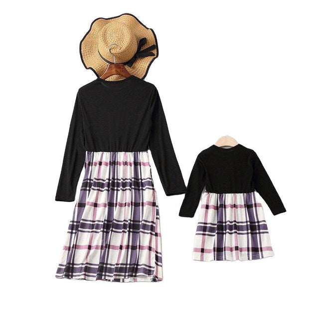 Family Matching Plaid  Mid-length Parent-child Dress
