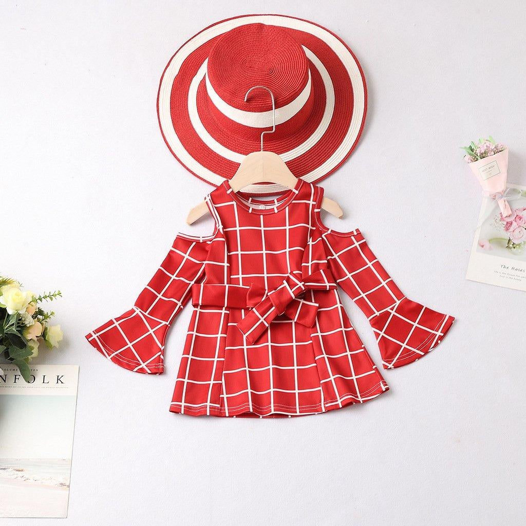 Family Matching Printed Mother Daughter Plaid Dresses