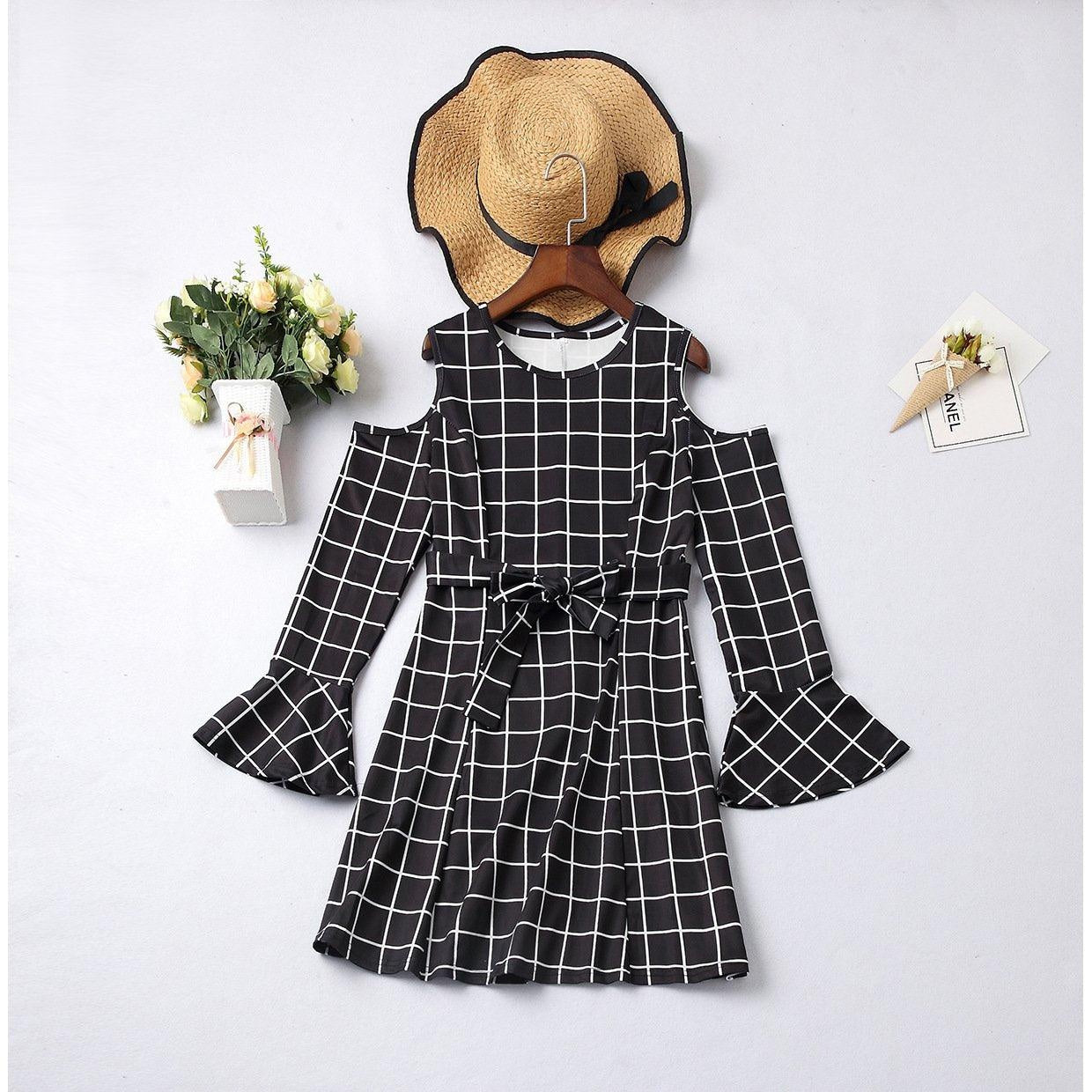 Family Matching Printed Mother Daughter Plaid Dresses