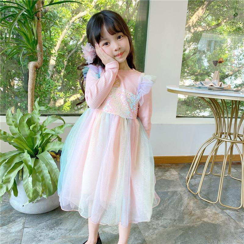 Ice Snow Princess Dress Autumn Winter Velvet Sequins Dresses - MomyMall