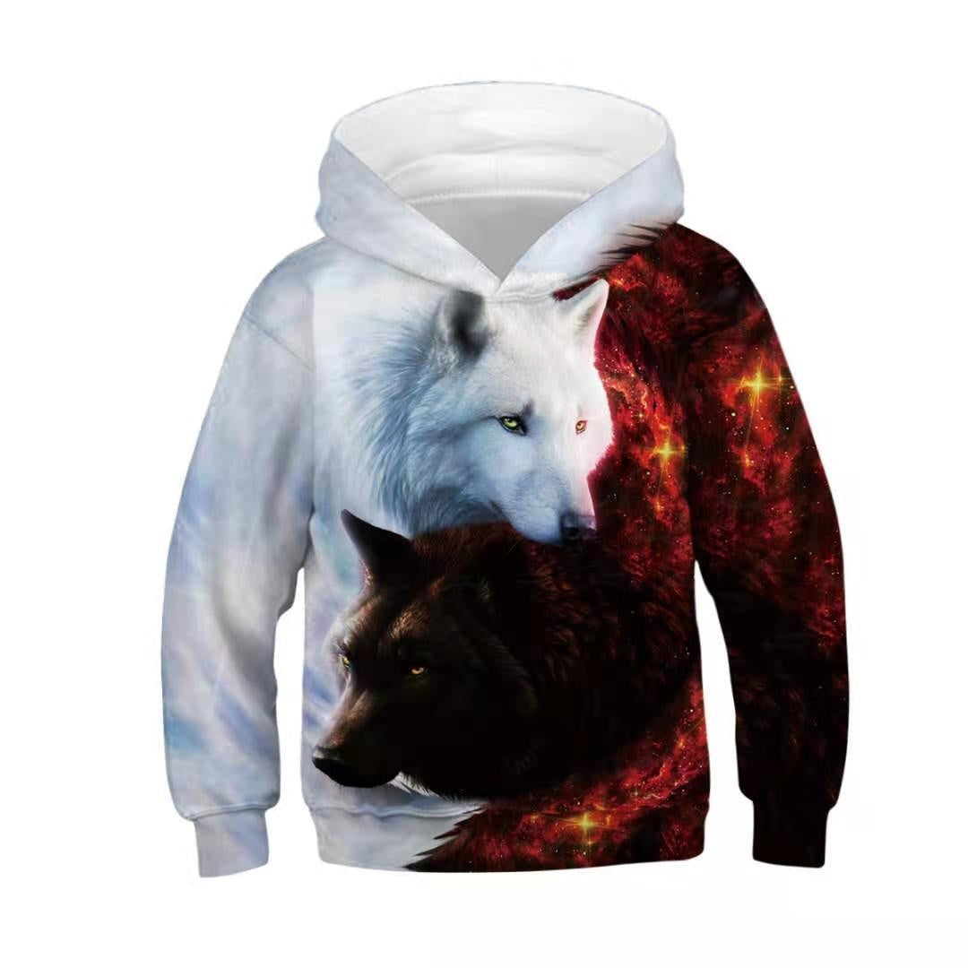 Kid Teenager Wolf Figure 3D Print Hoodie