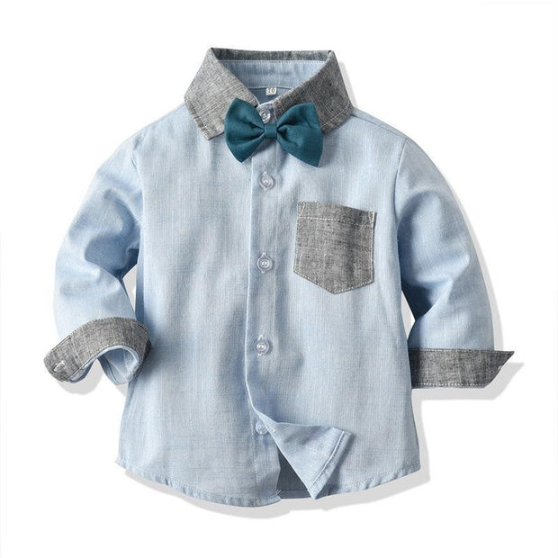 Long-sleeved Suspenders Baby Boy 2 pcs Set Formal Suits - MomyMall