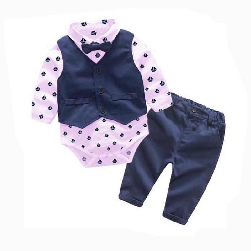 Long Sleeve Baby Boy 3 Pcs Set Suits