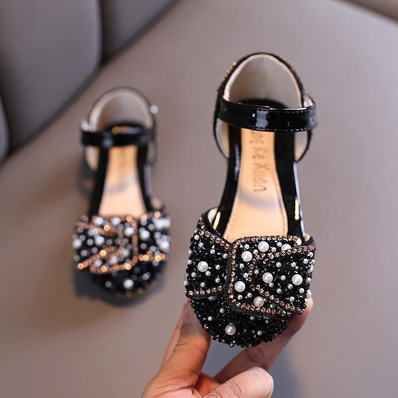 Girl Pearl Diamond Bow Dance Shoes Show Shoes