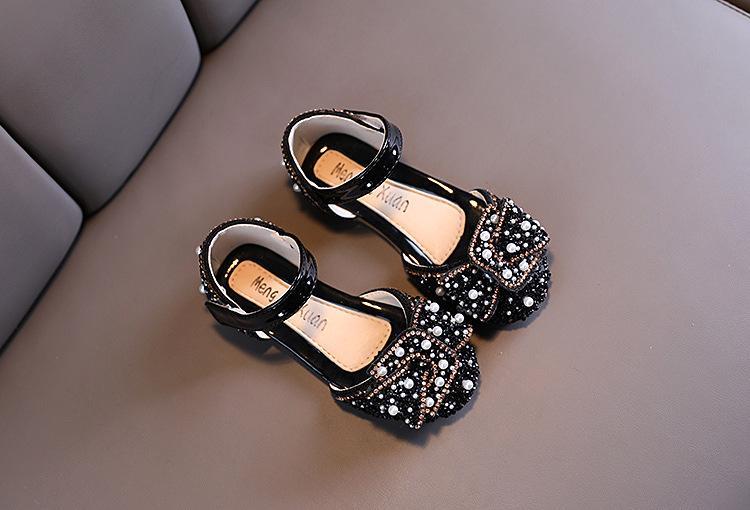 Girl Pearl Diamond Bow Dance Shoes Show Shoes