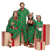 Family Christmas Pajamas Fashion Cute Hooded Jumpsuit Sleepwear Outfits - MomyMall Green / Mom S