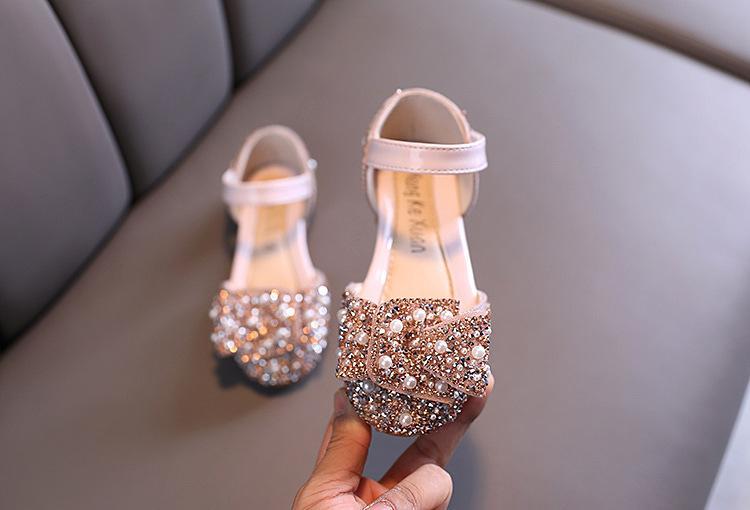 Girl Pearl Diamond Bow Dance Shoes Show Shoes