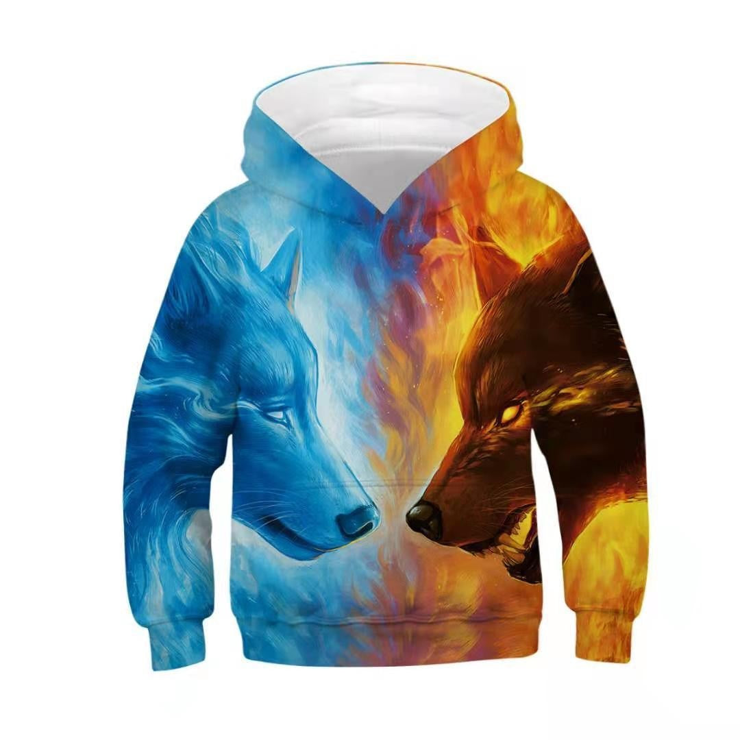 Kid Teenager Wolf Figure 3D Print Hoodie