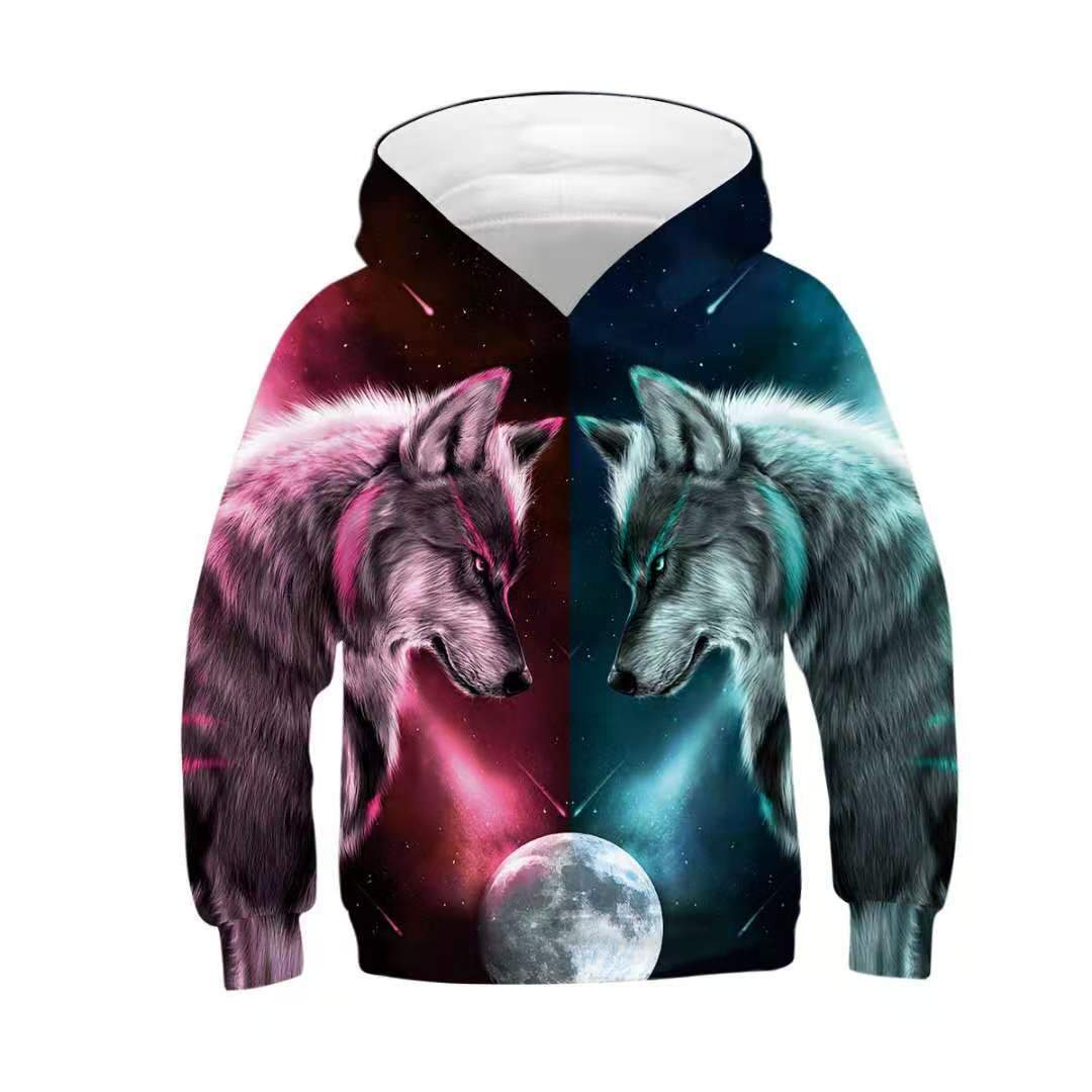 Kid Teenager Wolf Figure 3D Print Hoodie