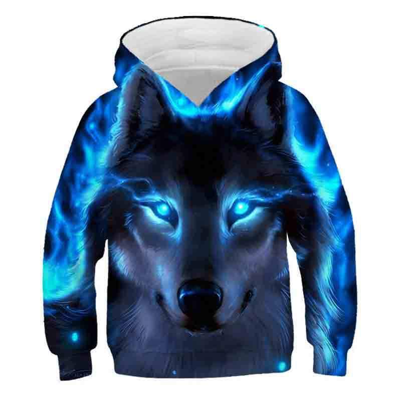 Kid Teenager Wolf Figure 3D Print Hoodie