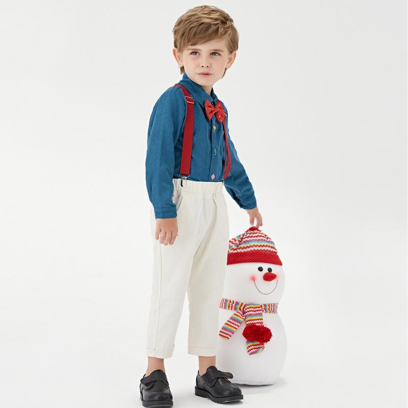 Autumn Winter Long-sleeved Suit Boy Bib 2 Pcs Suit