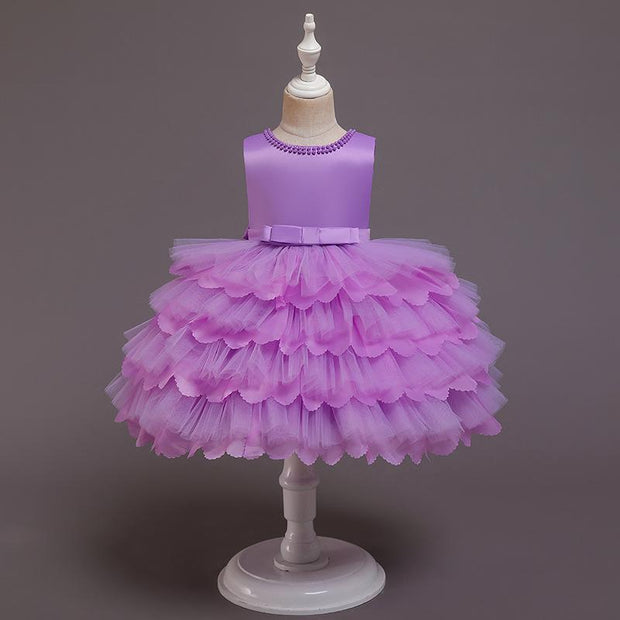 New Baby Princess Dress Multi Layer Cake Puff Party Dress - MomyMall Purple / 70cm:3-6months
