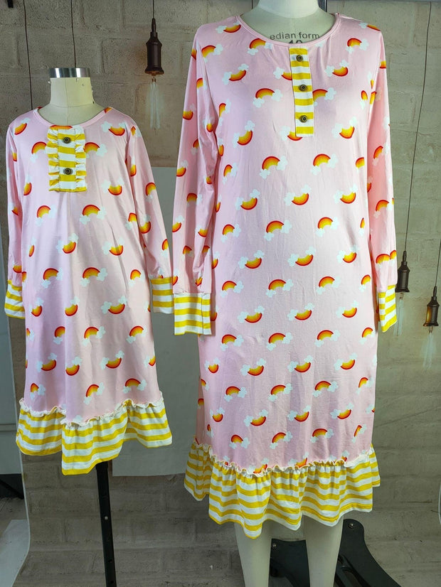 Family Matching Printed Ruffled Parent-child Dress