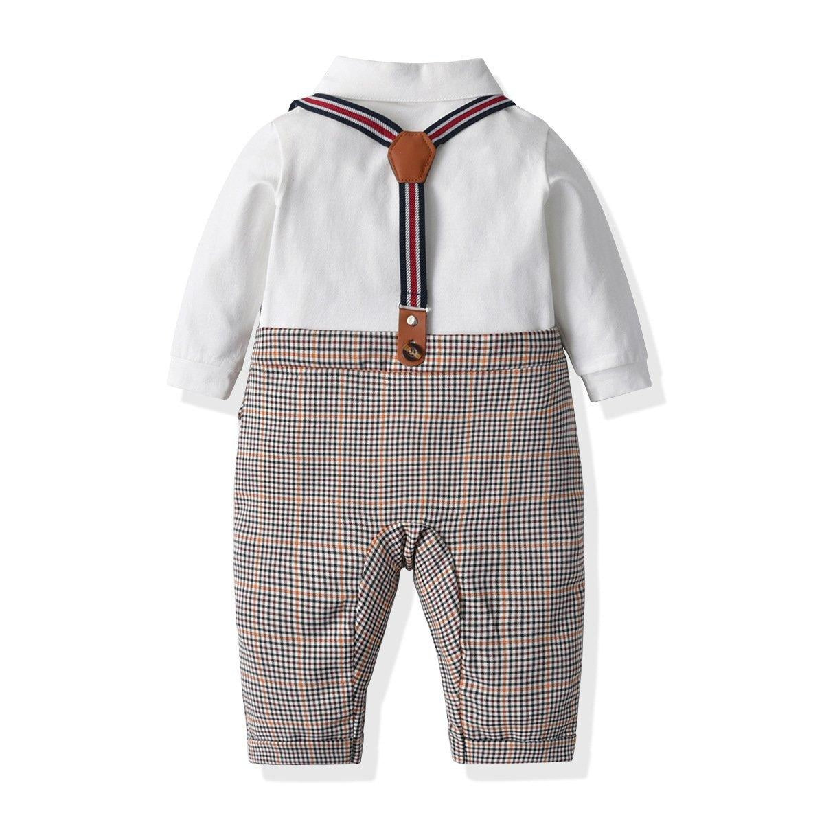 Plaid Romper Gentleman Baby Boy Formal Sets