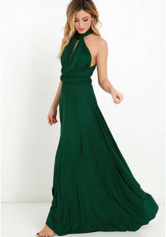 Multiway Wrap Maxi Dress - MomyMall GREEN / S
