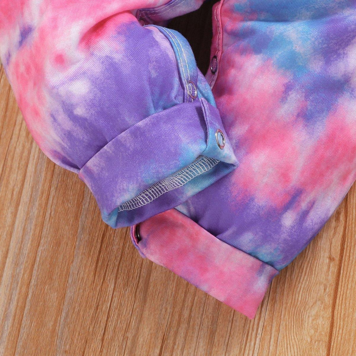 Lovely Tie-dyed Printed Long-sleeve Baby Jumpsuit