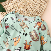 Cute Full Cartoon Plant And Animal Printed Long-sleeve Baby Jumpsuit - MomyMall