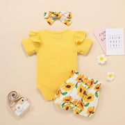 3PCS Lovely Sunflower Printed Baby Girl Set