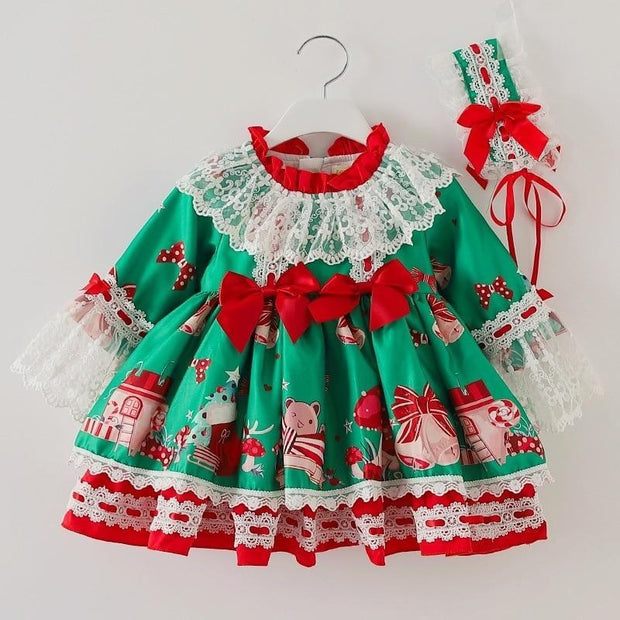Spanish Girl Christmas Green Dress Party Frocks Lolita Fluffy Dresses 2 Pcs by MomyMall Spanish Girl Christmas Green Dress Party Frocks Lolita Fluffy Dresses 2 Pcs by MomyMall