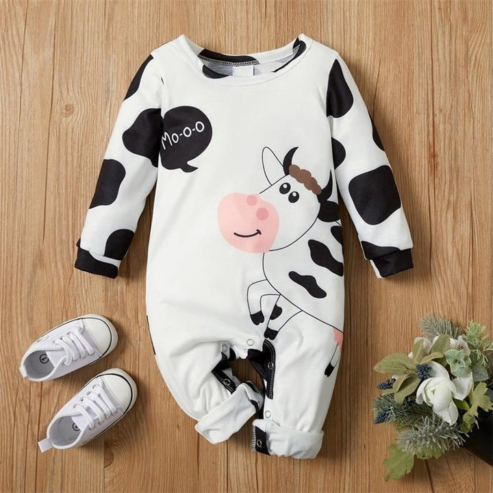Cute Cow Printed Baby Jumpsuit - MomyMall White / 0-3 Months